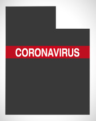 Utah USA federal state map with Coronavirus warning illustration