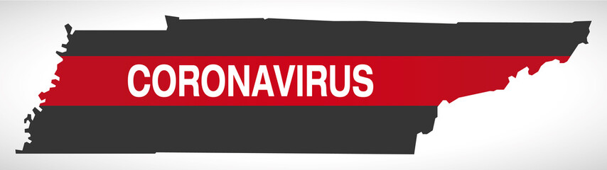 Tennessee USA federal state map with Coronavirus warning illustration