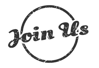 join us sign. join us round vintage grunge stamp. join us