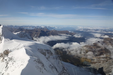 Fototapeta na wymiar North view of Switzerland from the Jungfraujoch