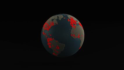 Corona Virus Pandemic Outbreak Globe made out of Spheres 3d illustration 3d render