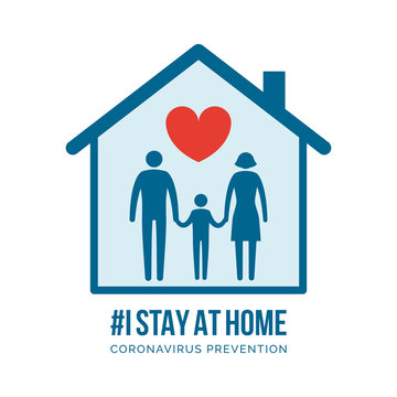 I stay at home awareness campaign and coronavirus prevention