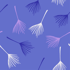 Trendy Tropical Vector Seamless Pattern. Chic Summer Fabrics. Banana Leaves Dandelion Monstera Feather 