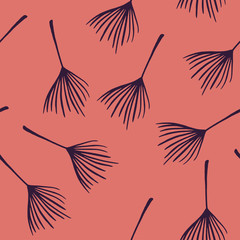 Trendy Tropical Vector Seamless Pattern. Painted Floral Background. Banana Leaves Monstera Feather Dandelion 