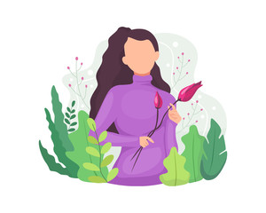 Woman illustration with floral decoration