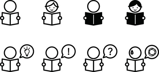 勉強中のアイコン／読書／学習／ベクター／イラスト