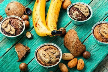 Banana muffins with nuts.
