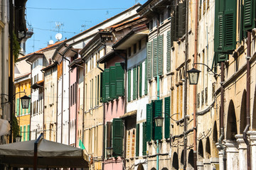 Pordenone, Italy. Beautiful streets of Pordenone in sunny day.