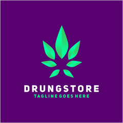Drugstore Logo design vector template with Green leaf Concept style. plant icon for agriculture Company And Business.