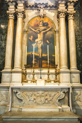 Fototapeta premium Udine, Italy. Interiors of catholic church (Cathedral of Santa Maria Annunziata) in Udine.