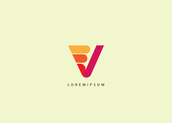 the letter V logo with a combination of colorful round stripes, vector symbol icon