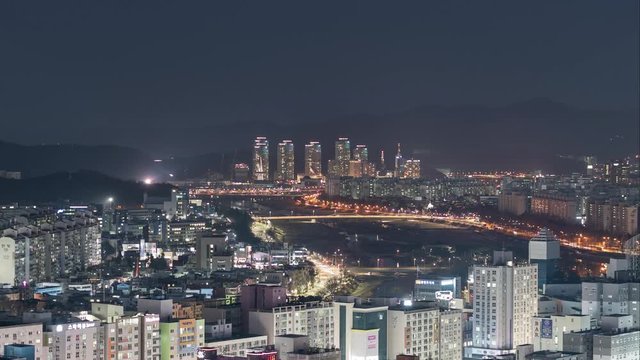 daejeon city at night timelapse