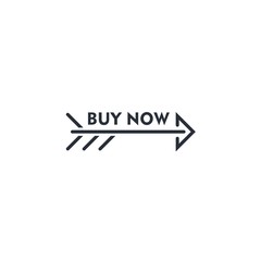 Arrow button, buy now. Vector linear icon isolated on white background.
