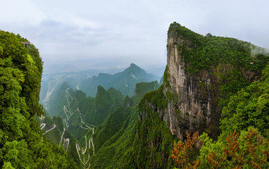 Panorama of Tianmenshan nature park - China