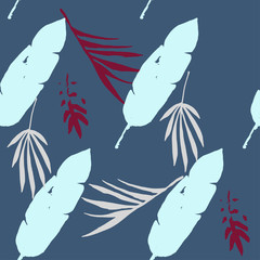 Trendy Tropical Vector Seamless Pattern. Cool Summer Fashion. Painted Floral Background. Banana Leaves 