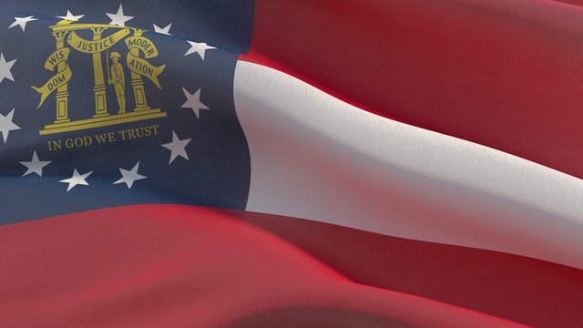 Flags of the states of USA. State of Georgia flag. 3D illustration.
