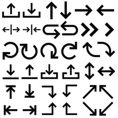 Arrows icons vector set. Black signs illustration collection, isolated on white background.