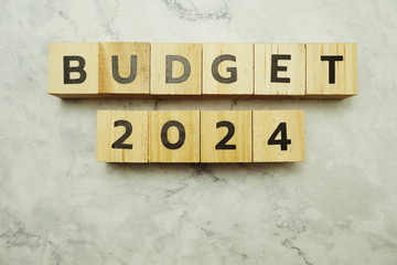 Budget 2024 alphabet letters on marble background