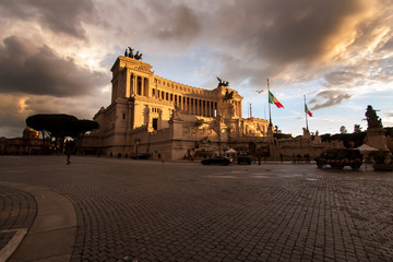 Fototapeta premium Rome Italy panoramic cloudy view of Victor Emmanuel II Monument