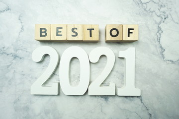 Best of the year 2021 letter word on marble background