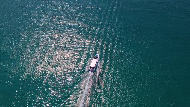 aerial of speedboat