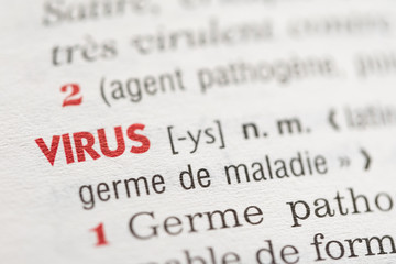 Obraz premium Définition du mot virus dans le dictionnaire