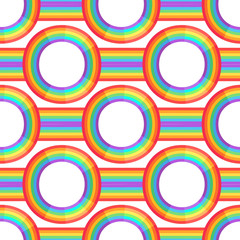 Fototapeta premium Rainbow background. Retro seamless pattern the 50s and 60s inspired. Seamless abstract Vintage backdrop in sixties style. Vector illustration