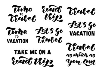 Time to travel hand drawn lettering set