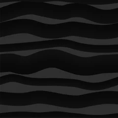 Fototapete Berge Abstraktes dunkles nahtloses Muster mit Wellen, geschwungenen Linien. Wiederholte schwarze Hintergrundtextur. Vektor-Illustration. Gut für Abdeckungen, Stoffe, Tapeten, Geschenkpapier usw.