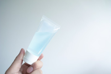 Alcohol gel hand sanitizer on white background