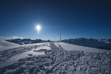 Skifahren in der Schweiz.