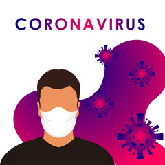 Man With Masker Corona Virus Vector Illustration Science For Medical Background