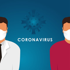 Man With Masker Corona Virus Vector Illustration Science For Medical Background