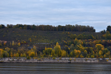 river and mountains in autumn