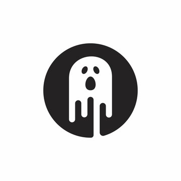 Ghost logo on negative space. Haunted vector.