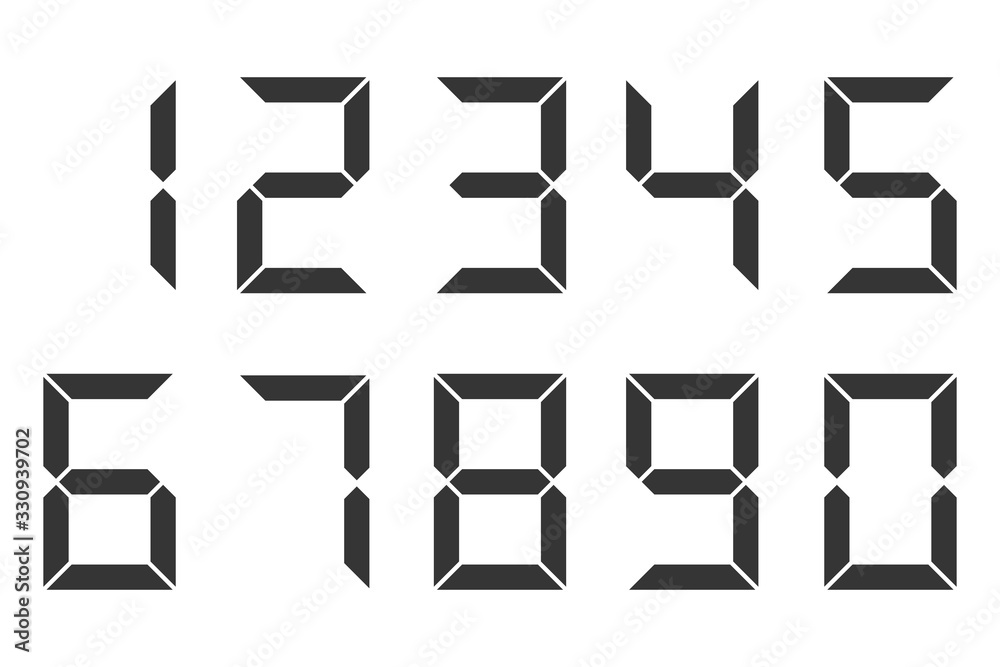 Poster set of digital numbers. vector digital clock numbers