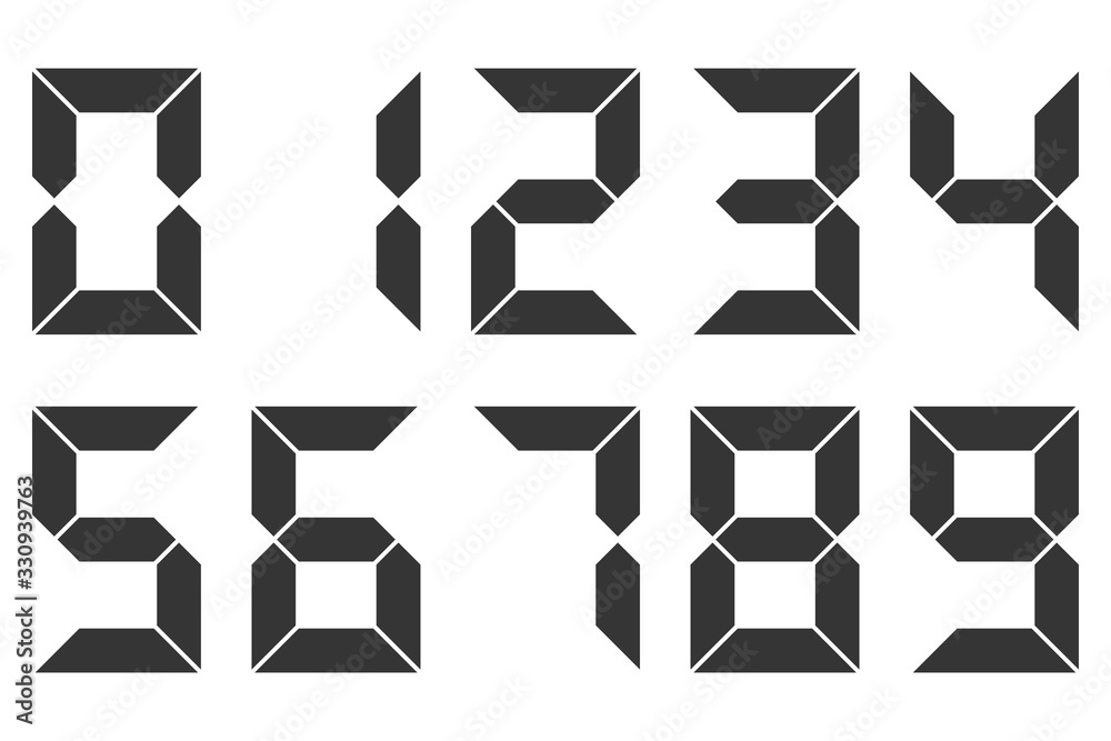 Wall mural set of digital numbers. vector digital clock numbers