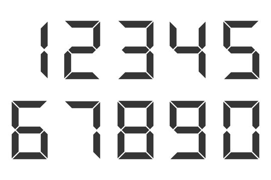Set of digital numbers. Vector digital clock numbers
