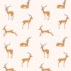 Simple trendy pattern with antelope. Cartoon illustration for prints, clothing, packaging and postcards.