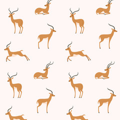 Simple trendy pattern with antelope. Cartoon vector illustration for prints, clothing, packaging and postcards. © Lili Kudrili