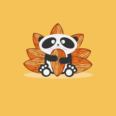 Oso panda con almendras
