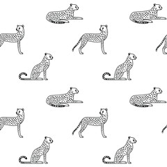 Cartoon cheetah - simple trendy pattern with animal. Flat vector illustration for prints, clothing, packaging and postcards. 