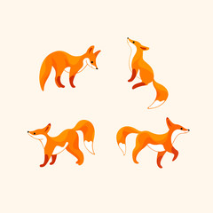 Cartoon fox sketch line icon. Сute animals set of icons. Childish print for nursery, kids apparel, poster, postcard, pattern.