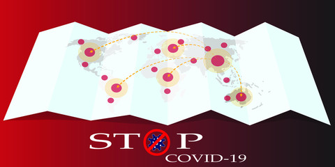 Covid-19, World map of Corona virus, Covid19 is spreading across the world, world map on mock up paper.