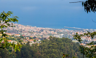 Madeira funchal mountain landscape spectacular view blue sea outdoor traveling concept