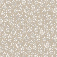 Lovely hand drawn branches seamless background, doodle leaves background, great for textiles, banners, wallpapers - vector design