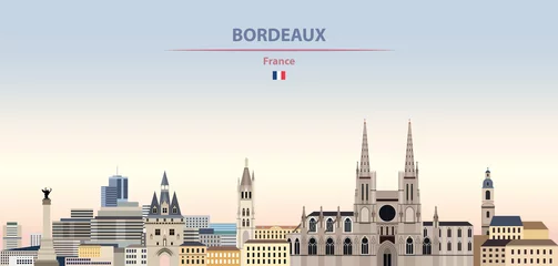 Fotobehang Vector illustration of Bordeaux city skyline on colorful gradient beautiful daytime background © brichuas