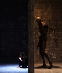 Girl hiding from bogeyman,3d rendering © Joe Therasakdhi