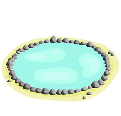 Pond and lake. Stone ring around the circle. Element of nature and forests. Summer landscape. Cartoon flat illustration