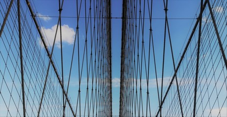 Obraz premium steel ropes holding a bridge